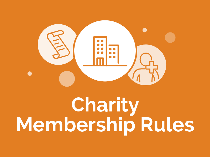 charity membership rules text on orange background